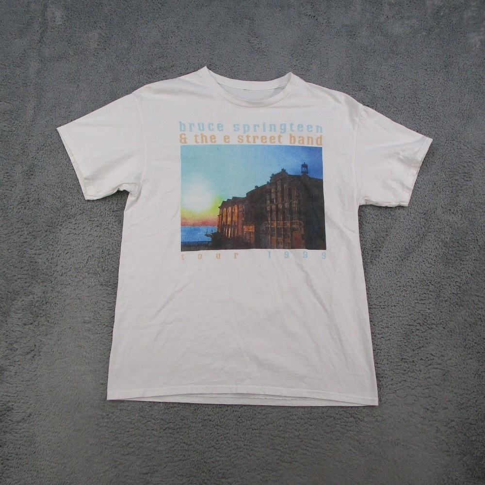 Bruce Springsteen E Street Band 1999 Tour T-Shirt White Graphic Rock Tee Mens